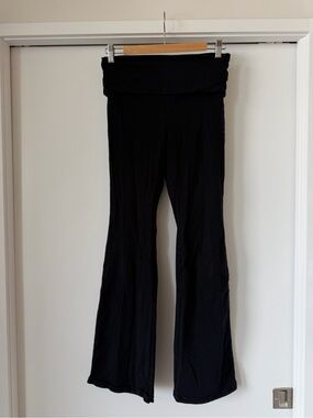 Aritzia Black Fold-Over Waist Flare Yoga Pants